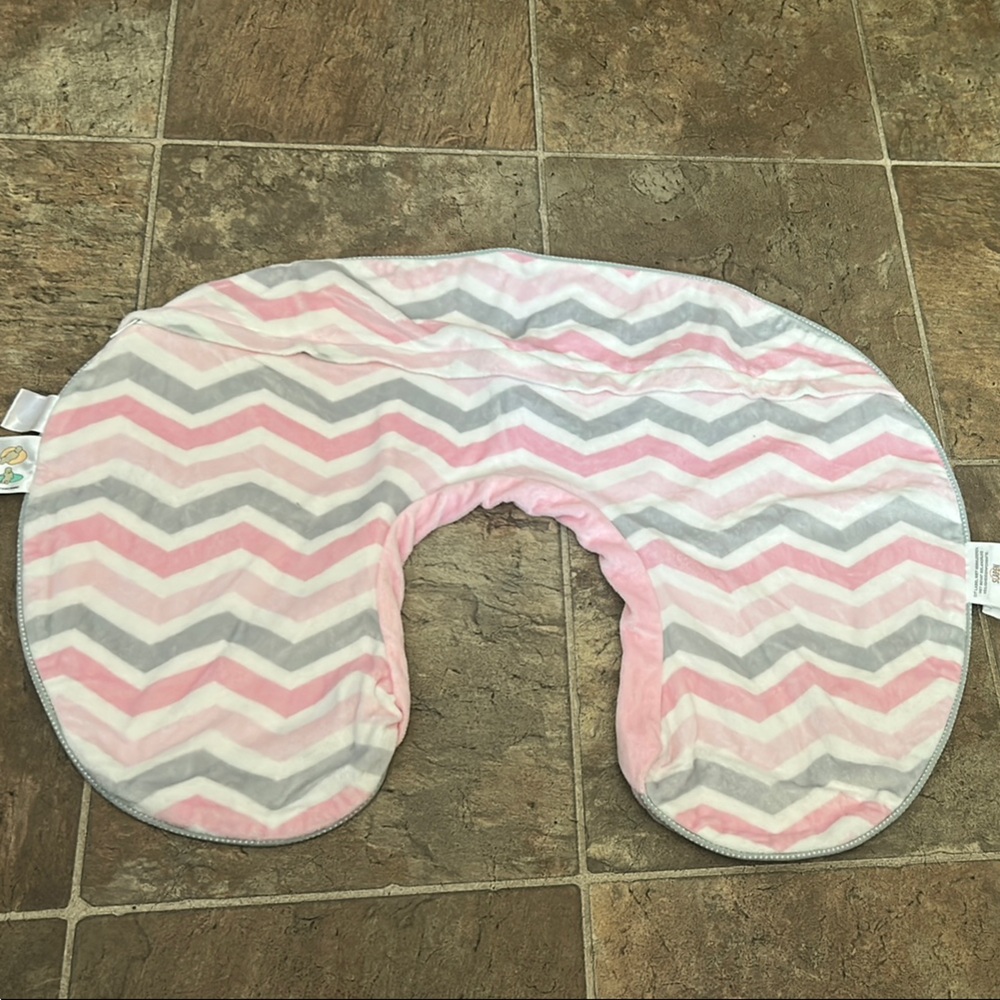 Boppy Pink and Gray Bibs with Chevron Pattern
